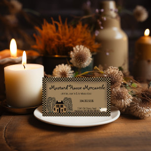 Mustard Saltbox House Rustic Kraft Business Card Visitenkarte