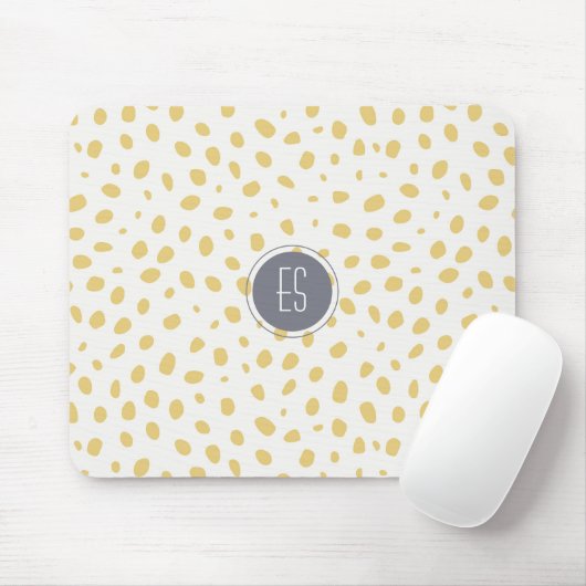 Mustard Speckle Muster Monogram Mousepad (Mit Mouse)