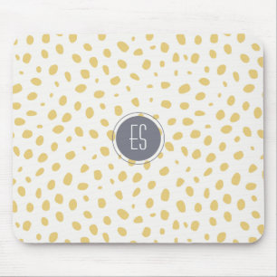 Mustard Speckle Muster Monogram Mousepad