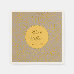 Mustard Spice Wedding Elegant Twig Pattern Serviette