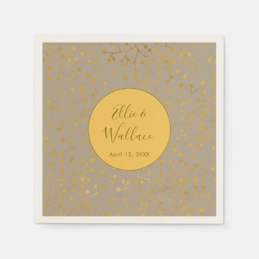 Mustard Spice Wedding Elegant Twig Pattern Serviette (Vorderseite)