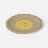 Mustard Spiced Yellow Twig Elegant Wedding Pappteller (Schrägansicht)
