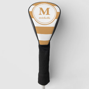 Mustard stripes Golf personalisiert NAME monogra Golf Headcover