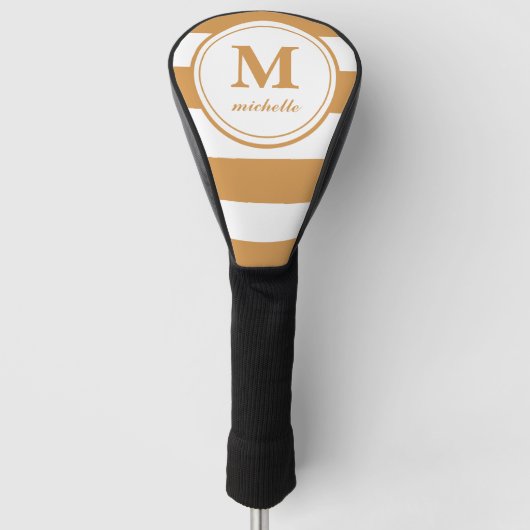 Mustard stripes Golf | personalisiert NAME monogra Headcover (Vorderseite)