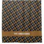 Mustard tartan modern rustikal personalisiert duschvorhang (Vorderseite)