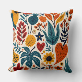 Mustard Terracotta Botanical Scandinavian Folk Kissen