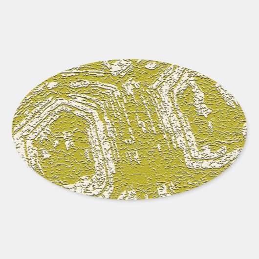 Mustard Tortoise Muschel abstrakt von Leah G Ovaler Aufkleber (Vorderseite)