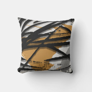 Mustard und Abstraktes Schwarzes Wasserfarben-Kiss Kissen