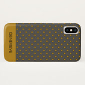Mustard und Brown Polka Dots Muster Monogram Case-Mate iPhone Hülle (Rückseite (Horizontal))