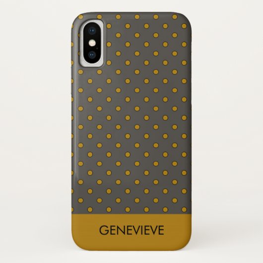 Mustard und Brown Polka Dots Muster Monogram Case-Mate iPhone Hülle (Rückseite)