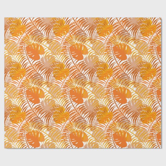 Mustard und Ginger Tropical Palm Leaf Muster Geschenkpapier (Flach)