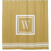 Mustard und White Classic Square Monogramm Duschvorhang (Vorderseite)