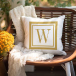 Mustard und White Classic Square Monogramm Kissen<br><div class="desc">Entwerfen Sie Ihr eigenes, individuelles Kissen in beliebiger Farbkombination, um sich perfekt mit Ihrer Wohngestaltung in jedem Raum abzustimmen! Verwenden Sie die Entwurfswerkzeuge, um die Hintergrundfarbe und die quadratische Randfarbe zu ändern, oder fügen Sie Ihren eigenen Text hinzu, um einen Namen, eine Monogramm-Initiale oder einen anderen speziellen Text einzufügen. Jedes...</div>