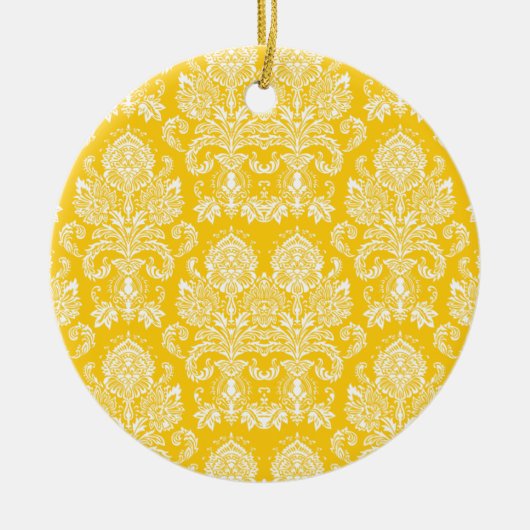 Mustard Viktorianisch Damask Keramik Ornament (Vorne)