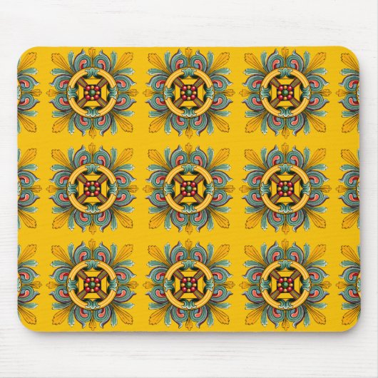 Mustard Viktorianisch Tile Design Mousepad (Vorne)