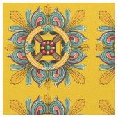 Mustard Viktorianisch Tile Design Stoff (Nahaufnahme)