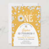 Mustard Wild One Daisy 1st Birthday Invitation Einladung (Vorderseite)
