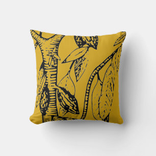 Mustard Yellow & Black Cacao Tree Kissen