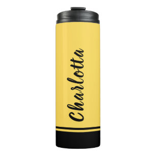Mustard Yellow Black Elegant Minimal individuell a Thermosbecher