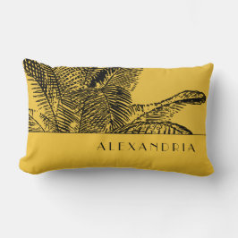 Mustard Yellow & Black Palm Tree | INDIVIDUELLE NA Lendenkissen