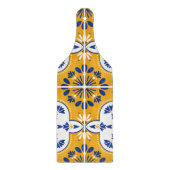 Mustard Yellow Blue Azulejo Pattern Portugiesisch Schneidebrett (Vorderseite)