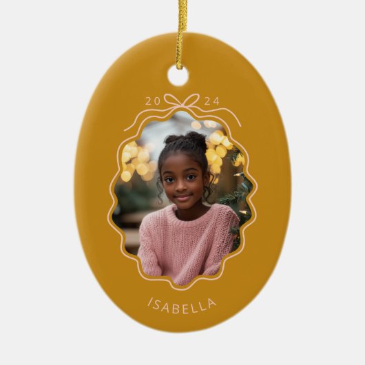 Mustard Yellow Blush Pink Einfache Bow Ornament (Vorne)