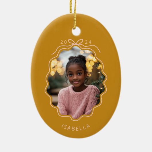 Mustard Yellow Blush Pink Einfache Bow Ornament (Hinten)