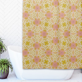 Mustard Yellow Bohemian Geometric  Duschvorhang