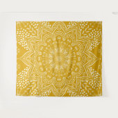 Mustard Yellow Boho Mandala Wandteppich (Vorderseite (Horizontal))