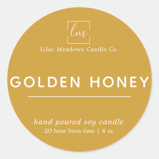 Mustard Yellow Boho Round Candle Label Runder Aufkleber (Vorderseite)