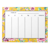 Mustard Yellow Bright Pink Floral Wochenpläne Notizblock (Vorderseite)
