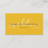 Mustard Yellow Calligraphy Script QR-Code Visitenkarte (Vorderseite)