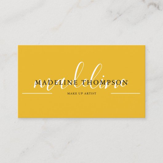 Mustard Yellow Calligraphy Script QR-Code Visitenkarte (Vorderseite)