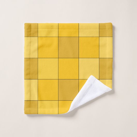 Mustard Yellow Checkerboard Mustard Badhandtuch Set (Waschlappen)