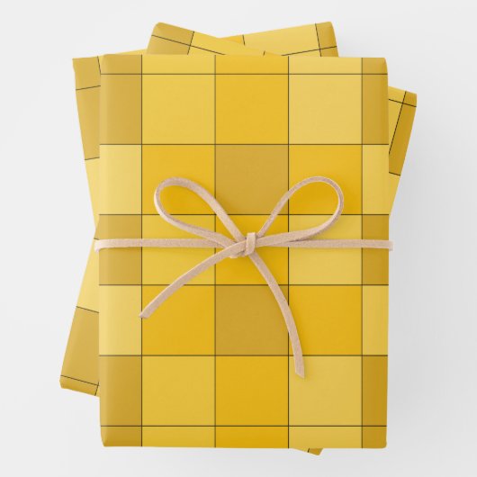 Mustard Yellow Checkerboard Mustard Geschenkpapier Set (Beispiel)