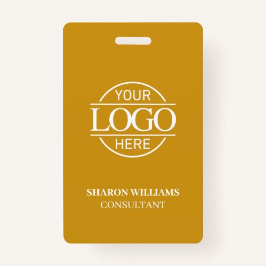 Mustard Yellow Custom Business Logo Employee ID Ausweis (Vorderseite)