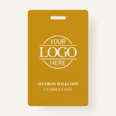 Mustard Yellow Custom Business Logo Employee ID Ausweis (Rückseite)