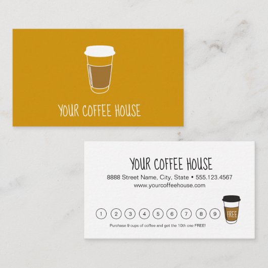 Mustard Yellow Custom Coffee House Treuekarte (Vorne/Hinten)