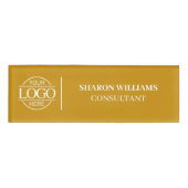 Mustard Yellow Custom Company Logo Employee Staff Namenschild (Vorderseite)