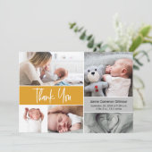 Mustard Yellow Custom Fotos Babydusche Dankeskarte (Stehend Vorderseite)