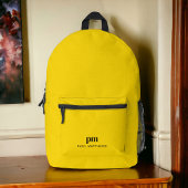Mustard Yellow Einfache Minimalbezeichnung und Mon Bedruckter Rucksack