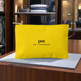 Mustard Yellow Einfache Minimalistische Monogramm  Zubehörtasche