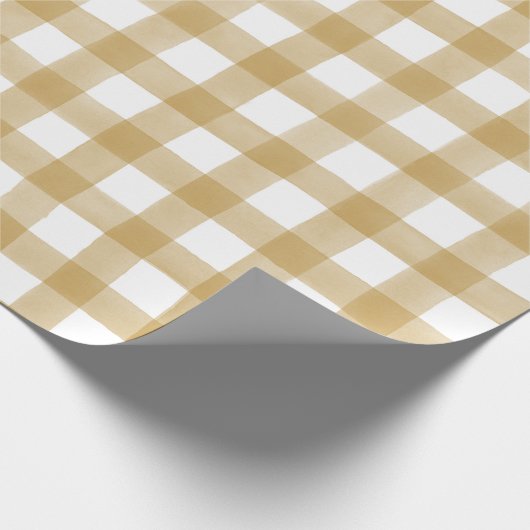 Mustard Yellow English Country Karo Kariertes Gesc Geschenkpapier (Ecke)