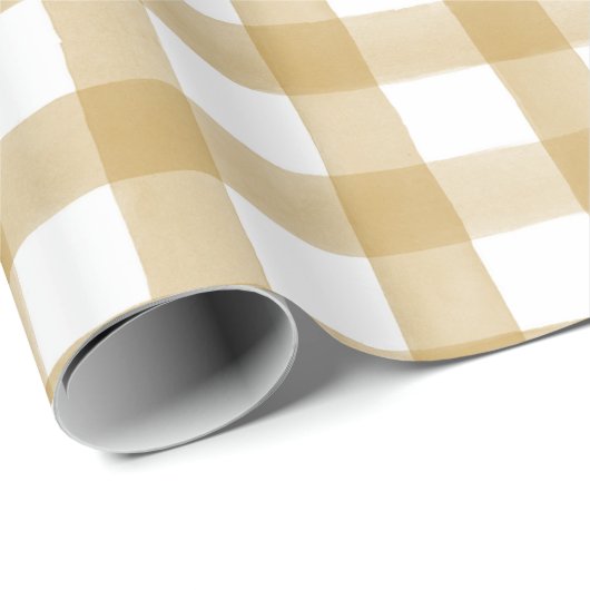 Mustard Yellow English Country Karo Kariertes Gesc Geschenkpapier (Rolleneckpunkt)