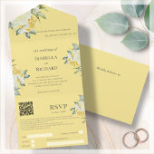 Mustard Yellow Floral | HochzeitQR-Code-UAWG All In One Einladung