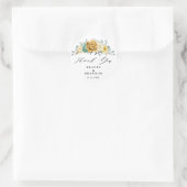 Mustard Yellow Floral Moderne Hochzeit Danke Runder Aufkleber (Tasche)