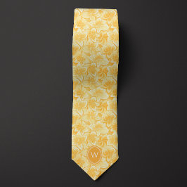 Mustard Yellow Floral Monogram Krawatte