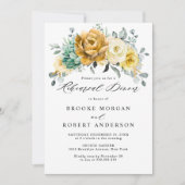 Mustard Yellow Floral Sage Green Probe Dinner Einladung (Vorderseite)