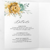 Mustard Yellow Floral Sage Grüne Moderne Hochzeit Dreifach Gefaltete Ankündigung (Innen Erste Seite)