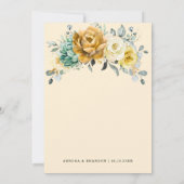 Mustard Yellow Floral Sage Grüne Moderne Hochzeit Einladung (Rückseite)